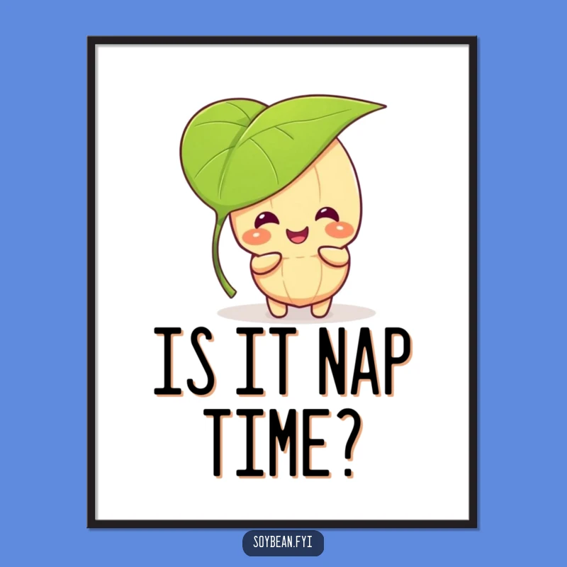 Funny Kawaii Soybean Peek-A-Boo Poster - Leafy Hide-and-Seek Art Gift