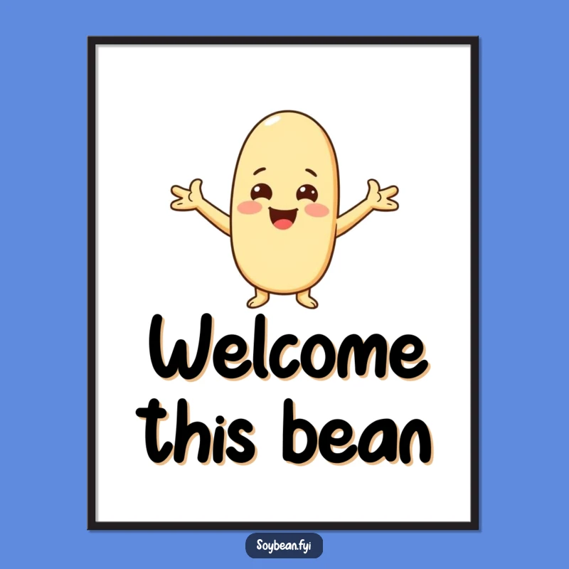 Funny Kawaii Soybean Greeting Poster, Vibrant Wall Art for Welcoming Spaces