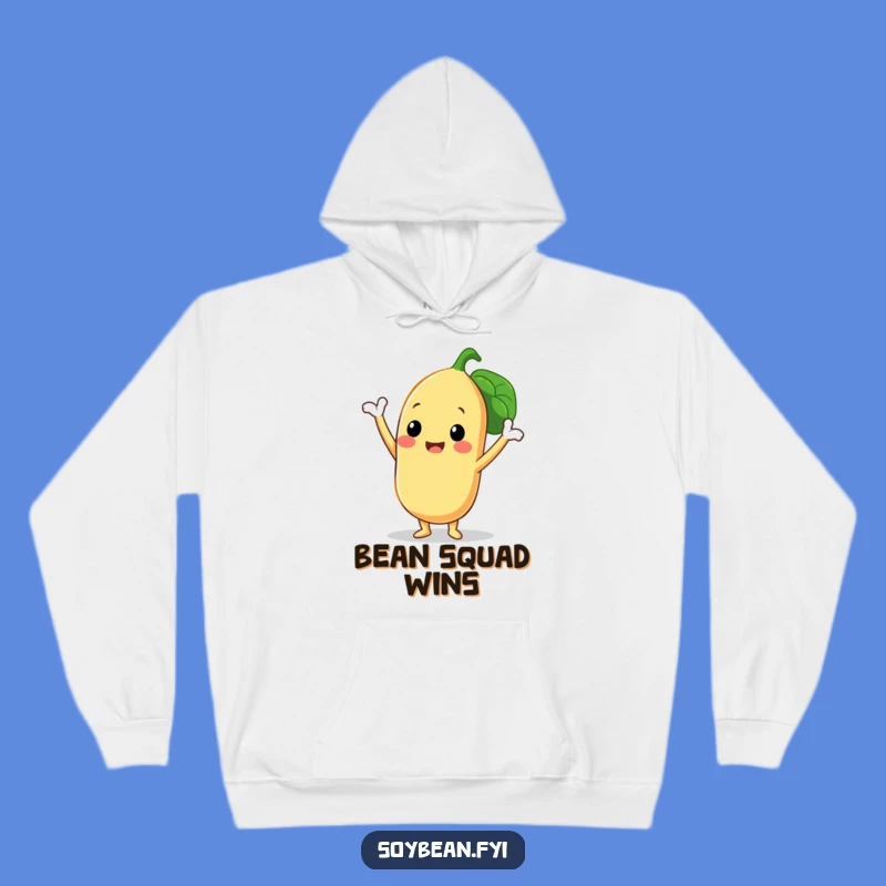 Funny Hoodie: Cozy Soybean Triumph - Playful Bean Pod Character - Warm Gift!