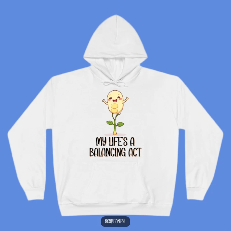 Cozy Funny Gleeful Soybean Sprout Balancing Hoodie - Warm and Whimsical Gift