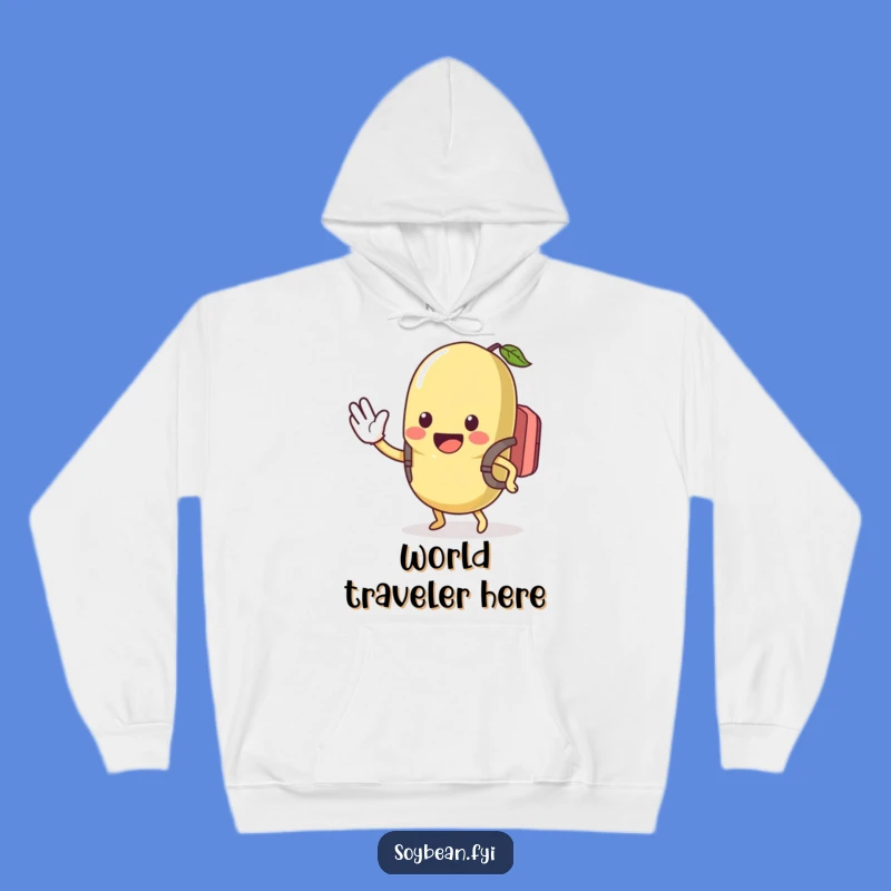 Funny Kawaii Soybean Backpack Hoodie - Cozy Excited Waving Bean Sweatshirt