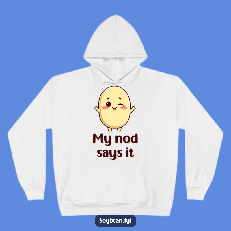 Funny Kawaii Soybean Hoodie: Cozy Winking Character, Warm and Hilarious Gift