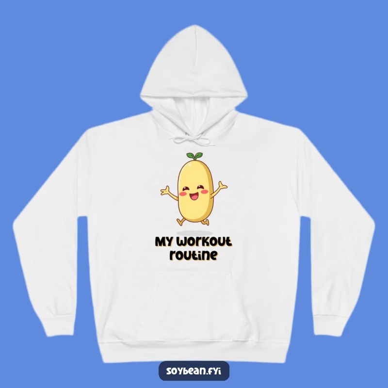 Funny Energetic Soybean Hoodie - Cozy Jumping Jack Design, Warm Humorous Gift