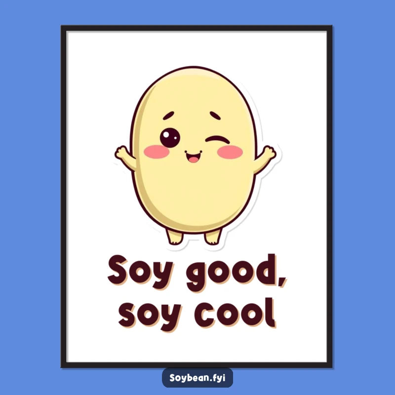 Free Printable Kawaii Soybean Art: Winking Nod Downloadable Decor