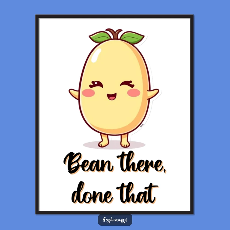 Free Printable Wall Art: Funny Winking Soybean, Hilarious Downloadable Decor Gift