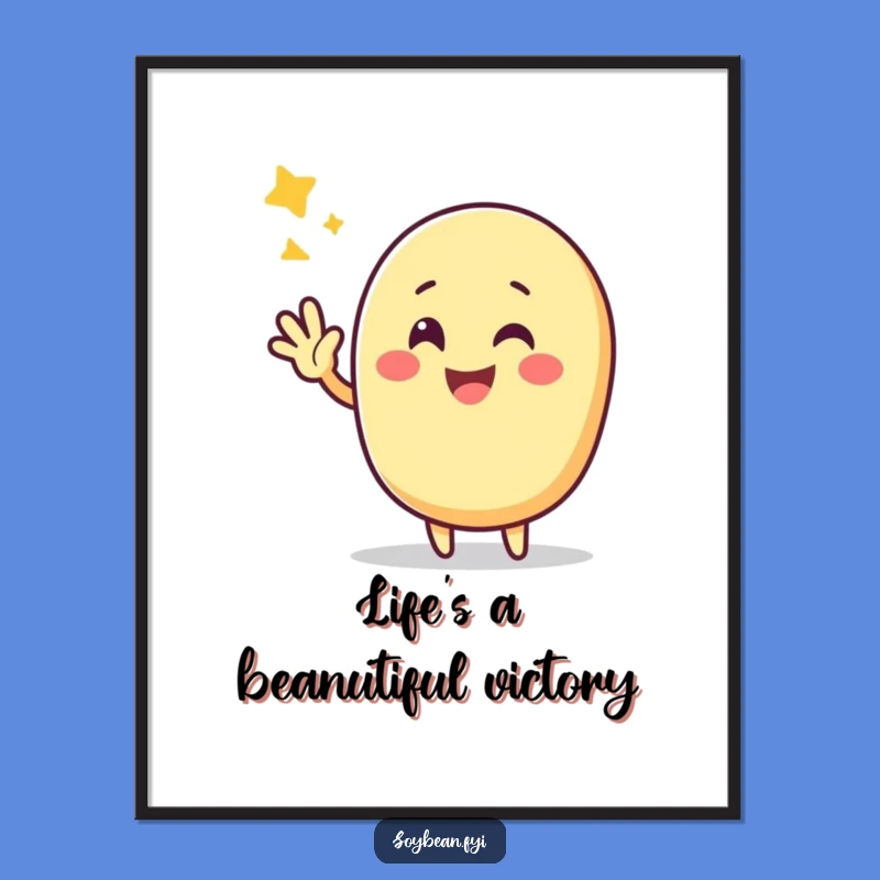 Funny Free Printable Kawaii Soybean Art: Triumphant Wave Downloadable Decor
