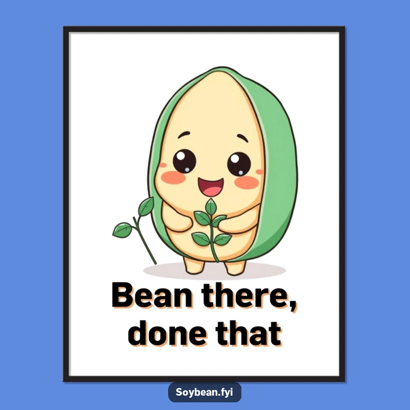 Funny Free Printable Wall Art: Smiling Soybean & Plant, Downloadable Home Decor