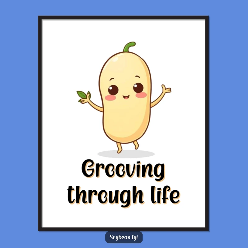 Funny Free Printable Wall Art: Dancing Soybean Character, Downloadable Decor