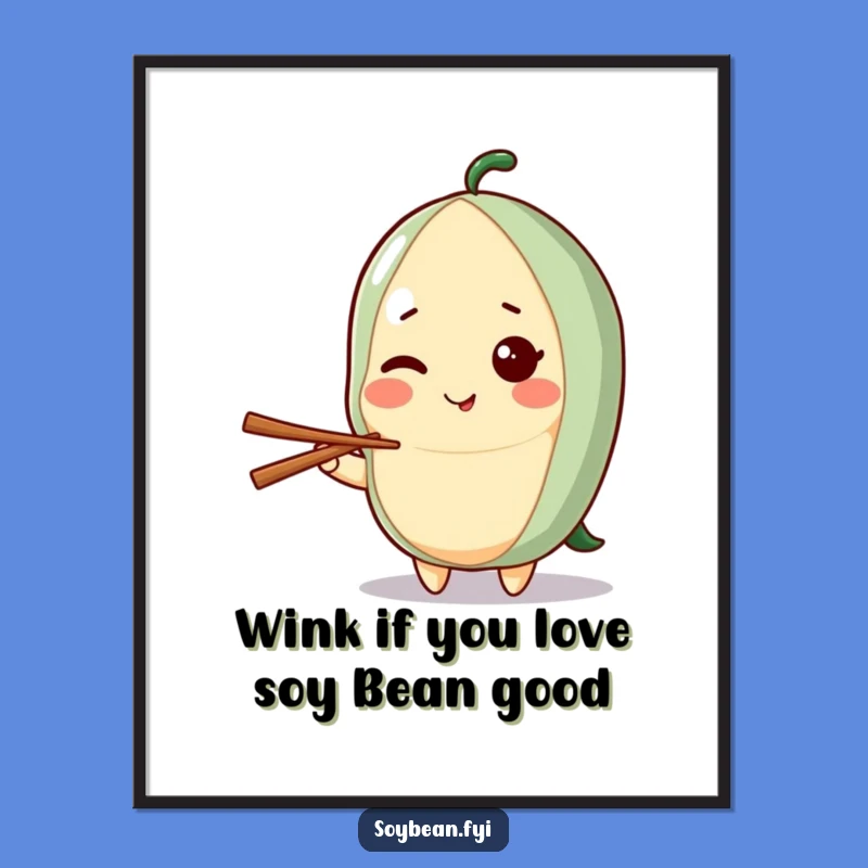 Free Printable Kawaii Soybean Wink Art - Funny Downloadable Decor