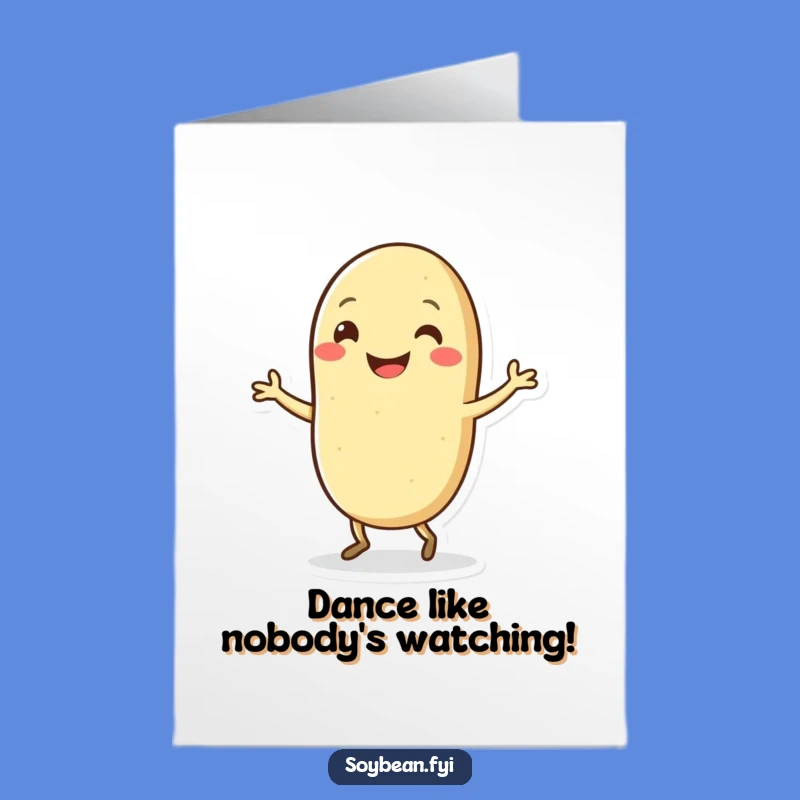 Free Printable Kawaii Soybean Birthday Card - Funny Downloadable Gift for Dance Lovers