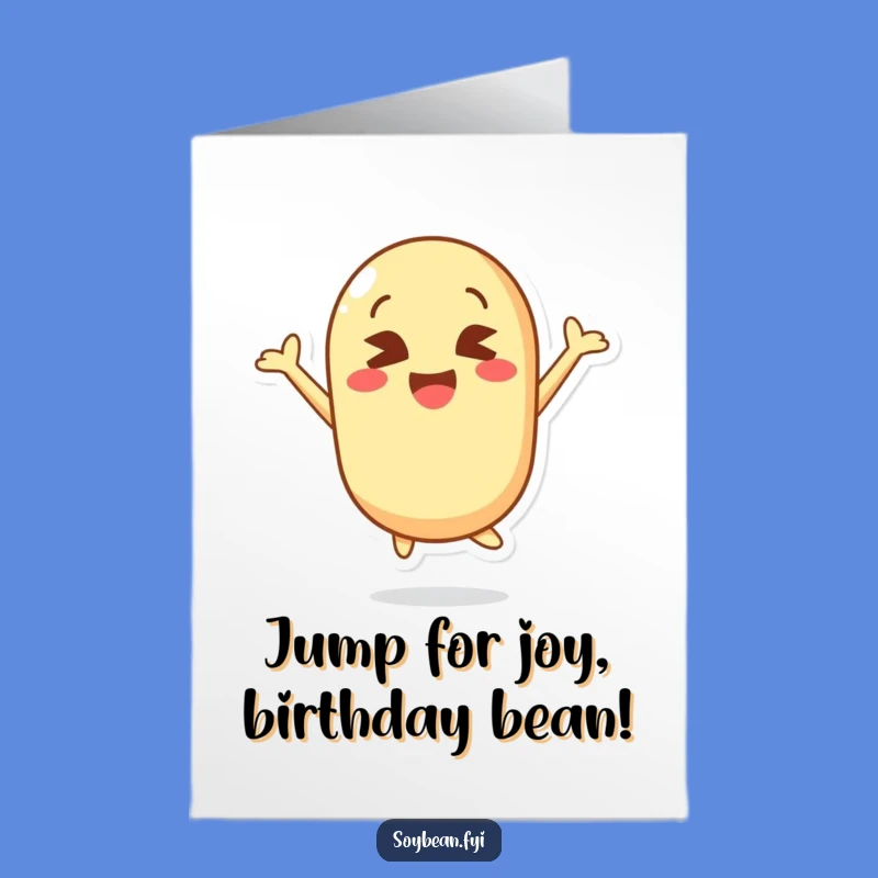 Free Printable Kawaii Soybean Jump Birthday Card - Joyful Downloadable Gift