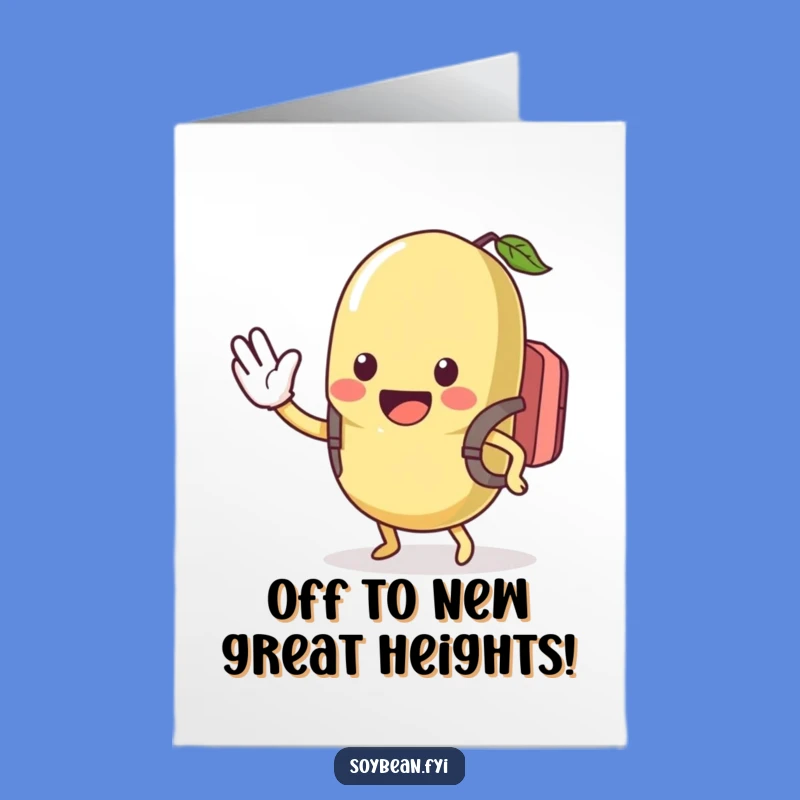 Free Printable Congrats Card: Waving Kawaii Soybean - Cheerful Downloadable Gift