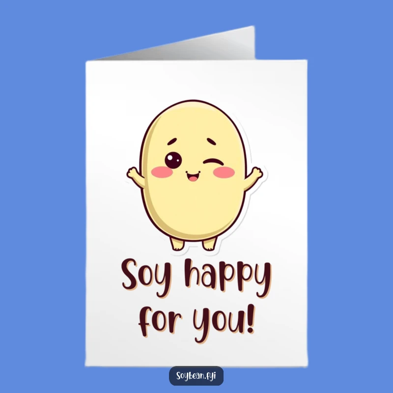 Free Printable Kawaii Soybean Congrats Card: Winking Nod for Big Wins