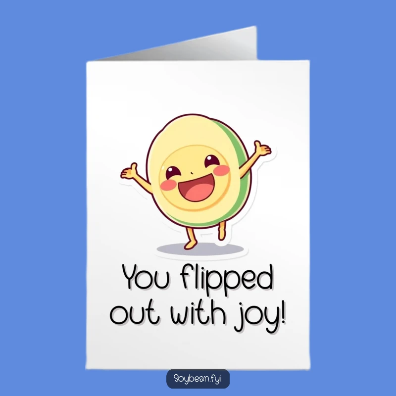 Free Printable Congrats Card: Cartwheeling Kawaii Soybean - Joyful Downloadable Gift