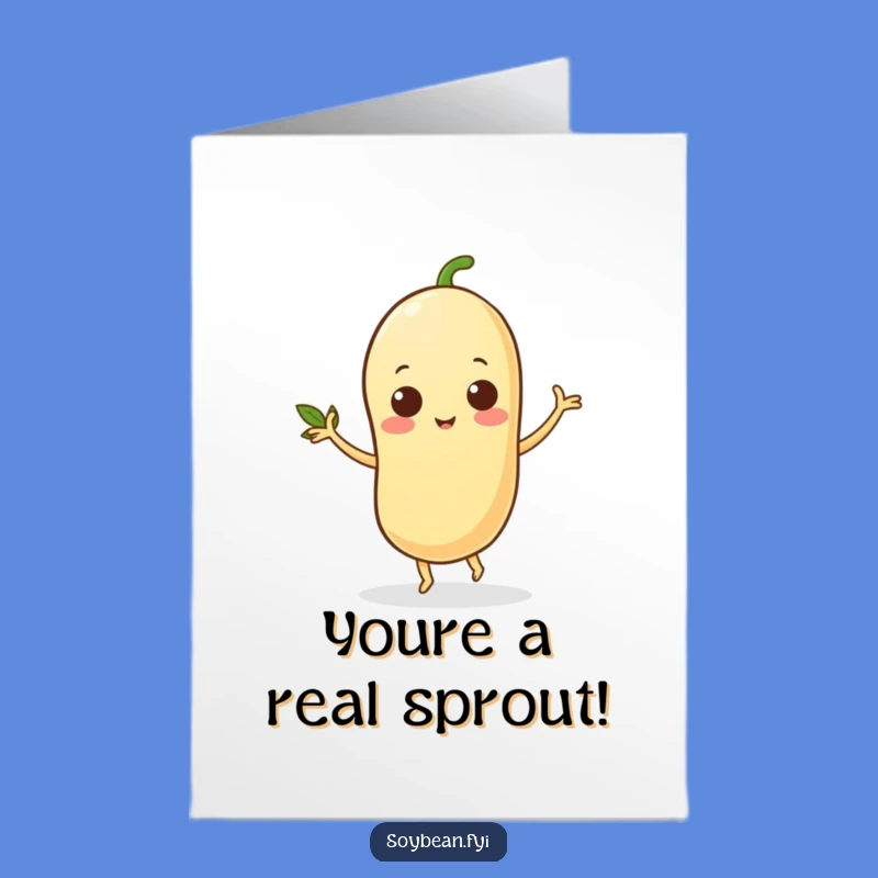 Free Printable Congrats Card: Dancing Soybean Celebration, Downloadable Art