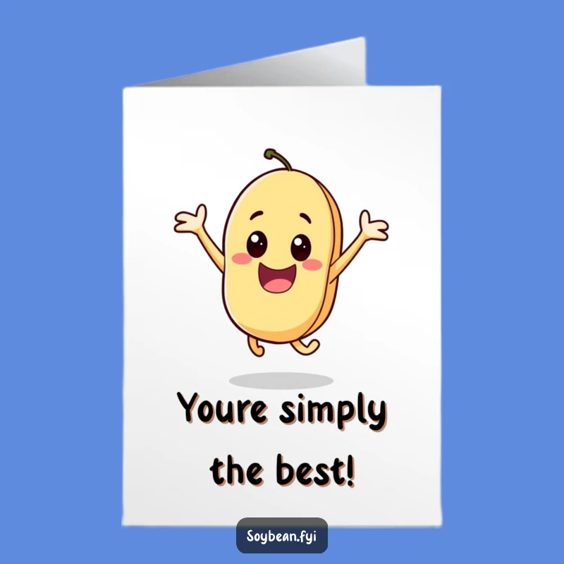 Free Printable Congrats Card: Excited Soybean Jumping, Downloadable Celebration