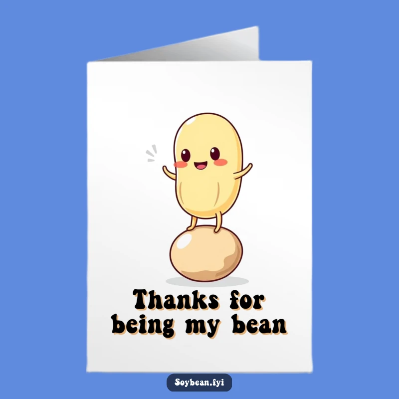 Free Printable Kawaii Soybean Thank You Card - Humorous Downloadable Gift