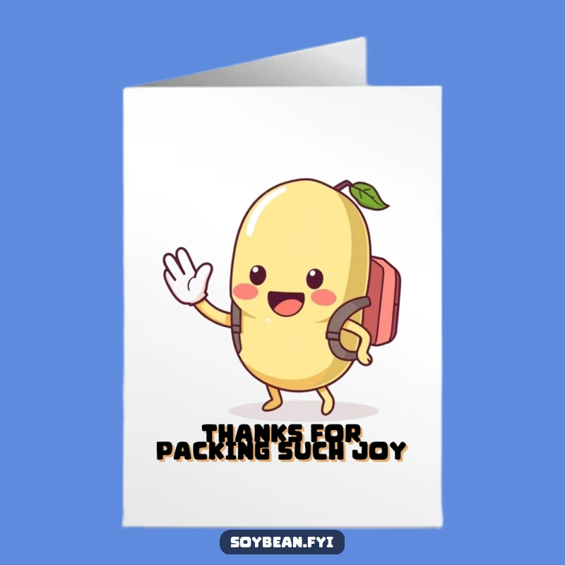 Free Printable Thank You Card: Waving Kawaii Soybean - Grateful Downloadable Gift