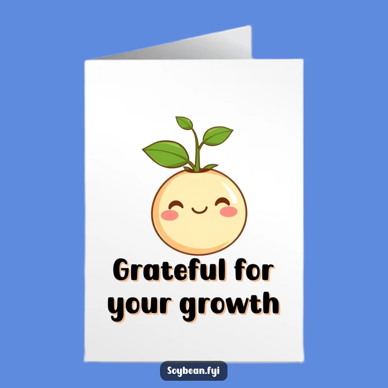 Free Printable Thank You Card: Content Soybean Expresses Gratitude with a Sprout