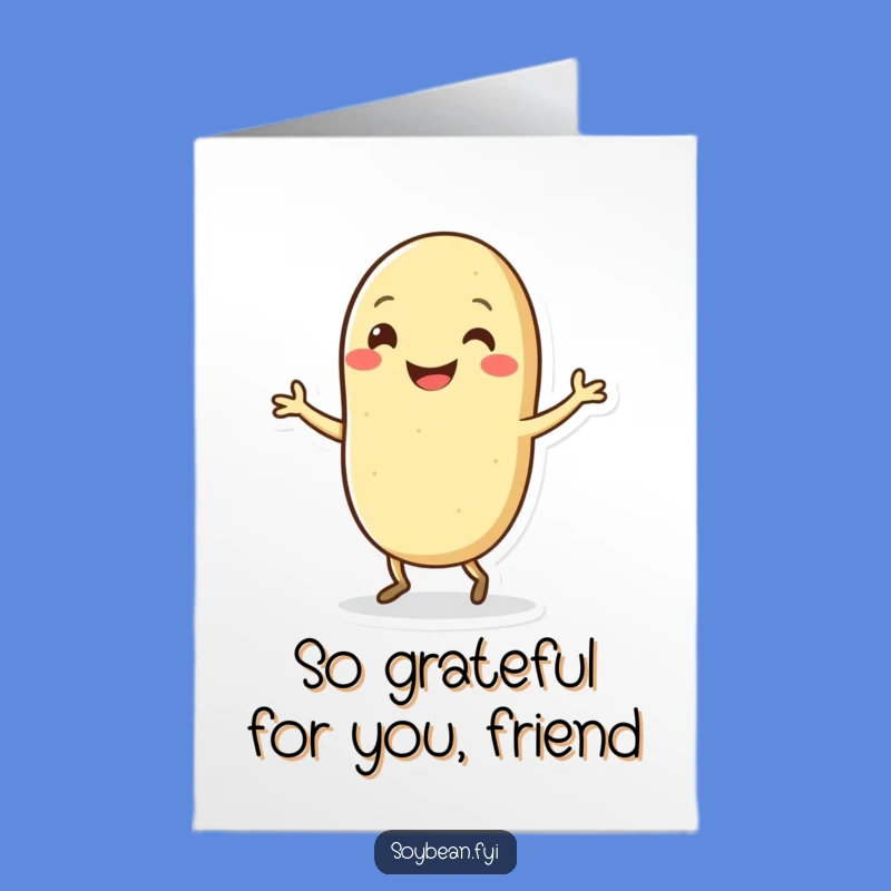 Free Printable Kawaii Soybean Thank You Card - Whimsical Downloadable Gift for Gratitude