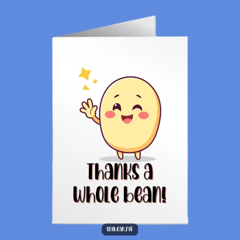 Free Printable Kawaii Soybean Thank You Card: Funny Wave Gift