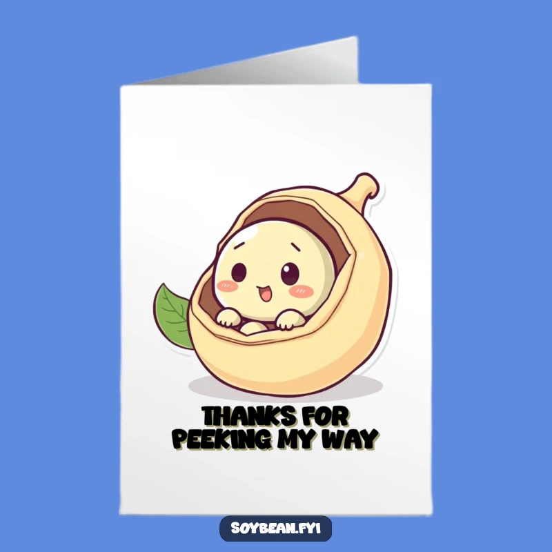 Free Printable Thank You Card: Curious Soybean Peeking Funny Downloadable Gift