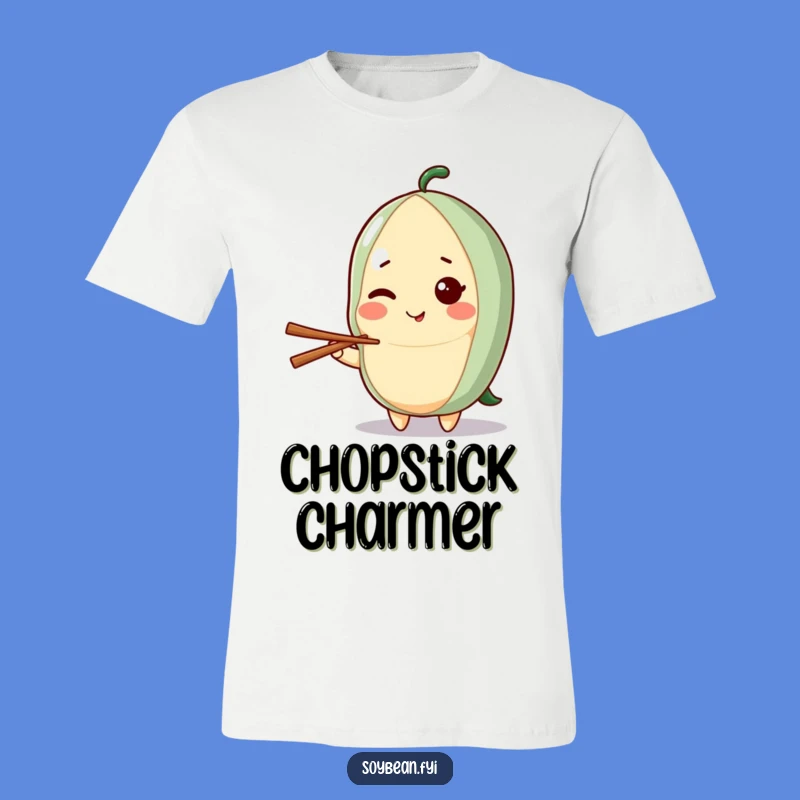 Funny Kawaii Soybean Wink T-Shirt: Chopstick Playful Tee