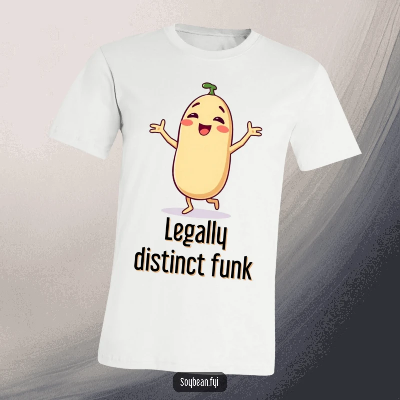 Funny T-shirt featuring a delighted anthropomorphic soybean caught mid-silly dance, radiating pure joy and humor. Ideal for dance enthusiasts.