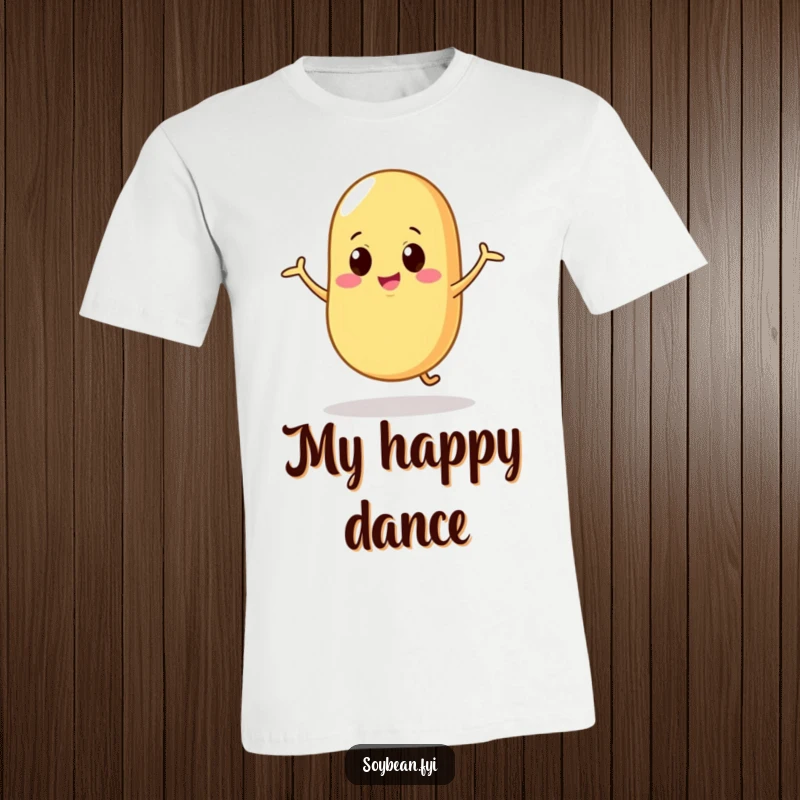 Funny T-Shirt: A soybean character performing a silly, wobbly dance, showcasing energetic and humorous movement for a lighthearted statement.