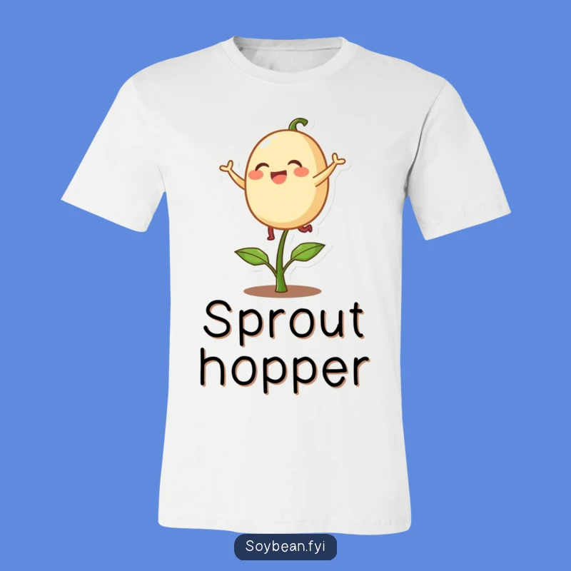 Funny T-Shirt: Delighted Bouncing Soybean - Playful Sprout Character - Comical Wear!