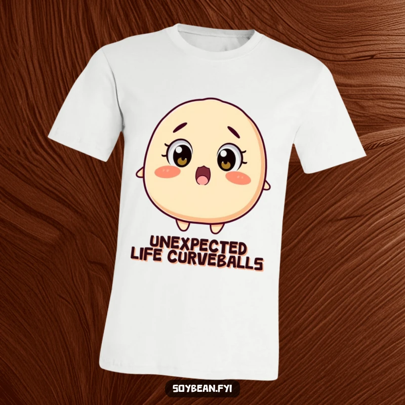 Funny surprised soybean t-shirt with wide eyes falling backwards, embodying comical shock and unexpectedness, a great funny gift.