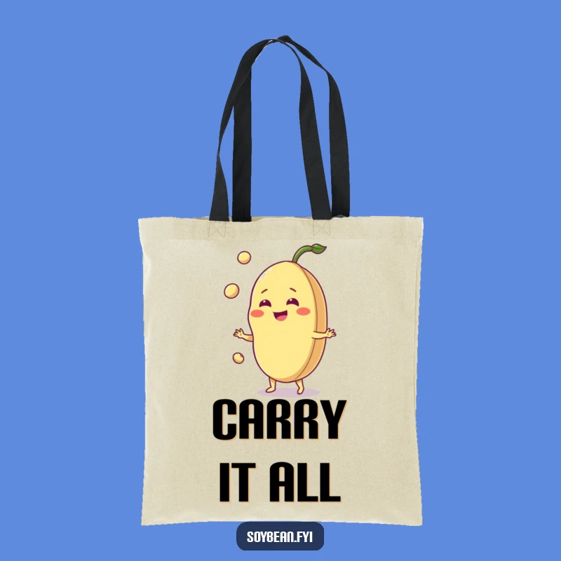 Funny Jovial Soybean Tote Bag: Carry Your Cheerfulness with This Juggling Bag!