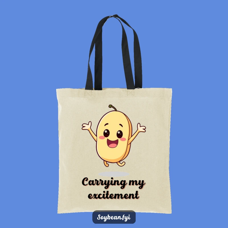 Funny Excited Soybean Tote Bag: Carry Your Enthusiasm, Chic and Humorous Gift
