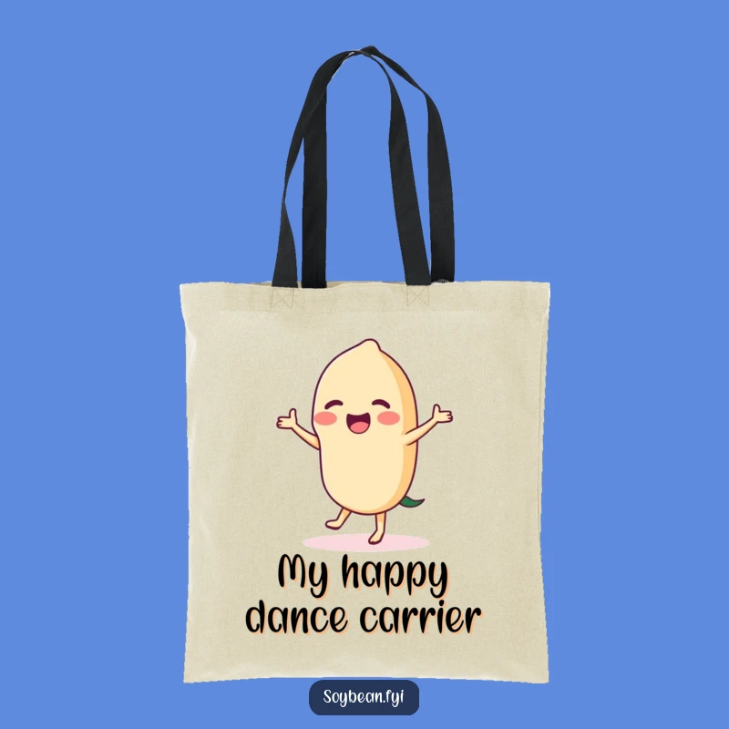 Funny Dancing Soybean Tote Bag: Carry Your Groceries with a Happy Bean