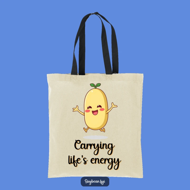 Funny Energetic Soybean Tote Bag - Jumping Jack Style, Practical Humorous Gift