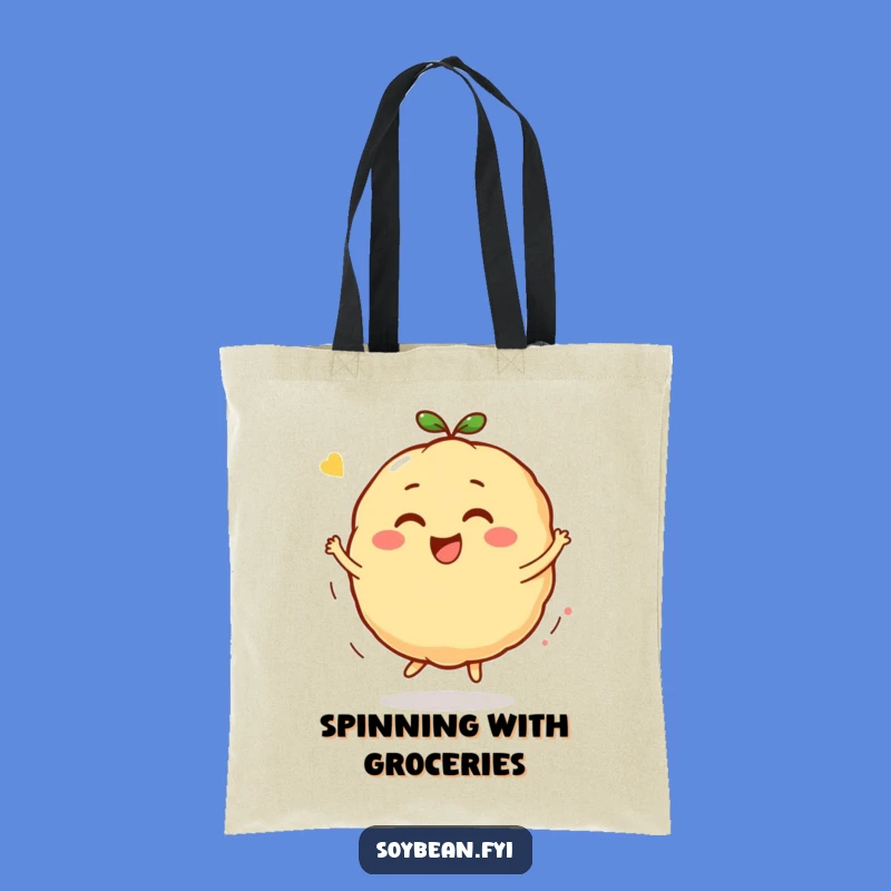 Funny Kawaii Soybean Bounce Tote Bag, Carry Your Joyful Spin in Style